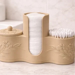 حامل قطن دائري وأعواد تنظيف الأذن